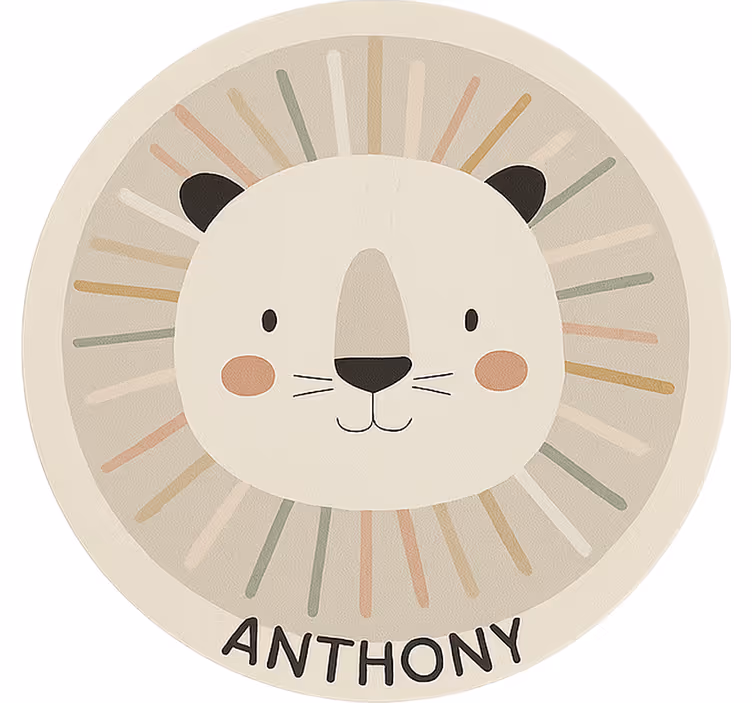 Toile fenêtre chambre enfant lion beige personnalisé - TenStickers