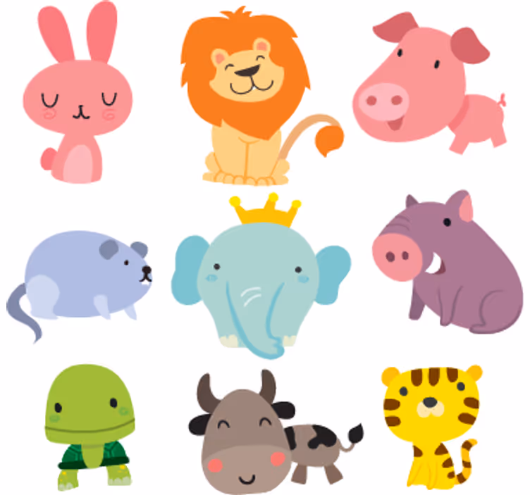 Toile fenêtre chambre enfant sticker animaux enfants - TenStickers