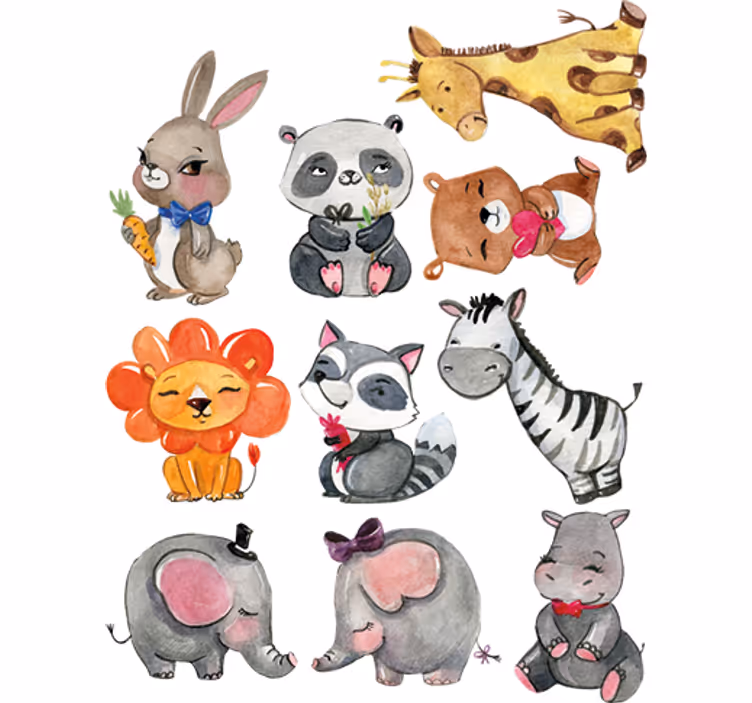 Toile fenêtre chambre enfant stickers animaux jungle - TenStickers