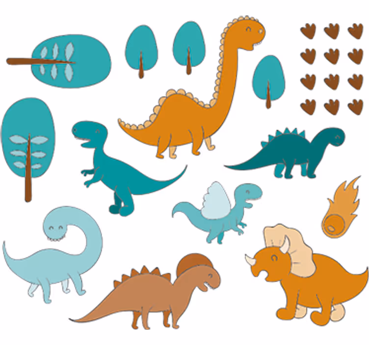 Toile fenêtre chambre enfant paysage jurassique - TenStickers