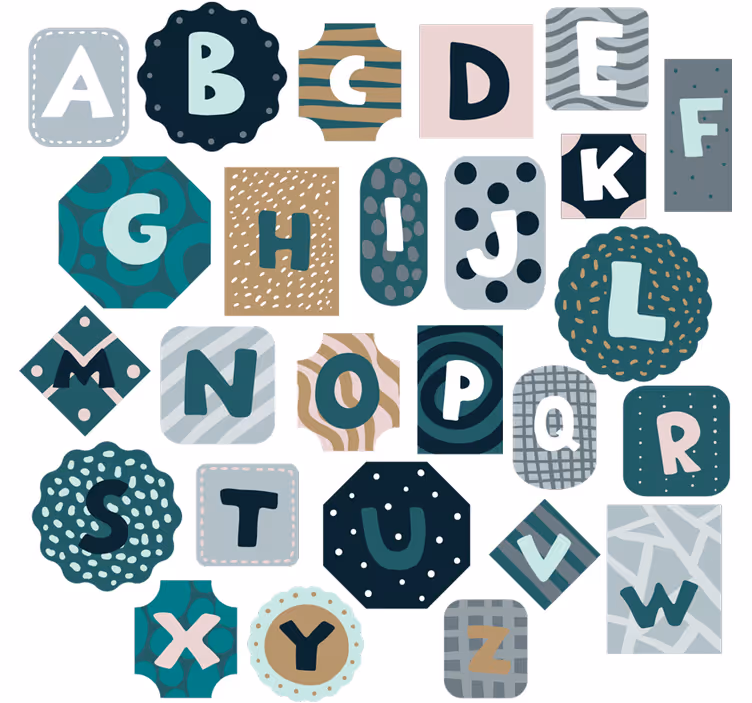 Toile fenêtre chambre enfant autocollant alphabet nordique - TenStickers