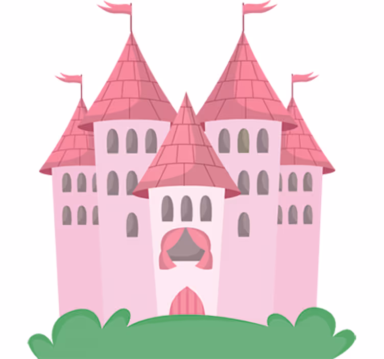 Toile fenêtre chambre enfant château rose - TenStickers