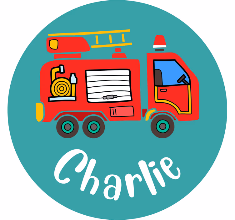 Toile fenêtre chambre enfant camion de pompier personnalisé - TenStickers