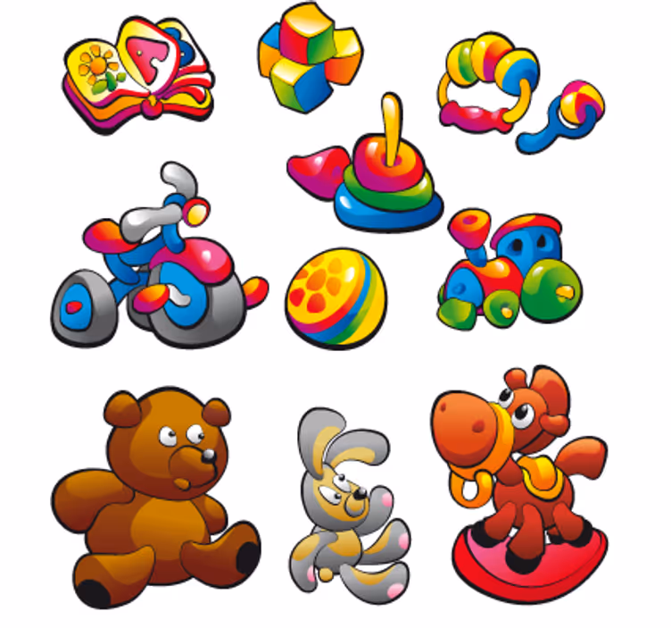 Toile fenêtre chambre enfant sticker collection de jouets - TenStickers