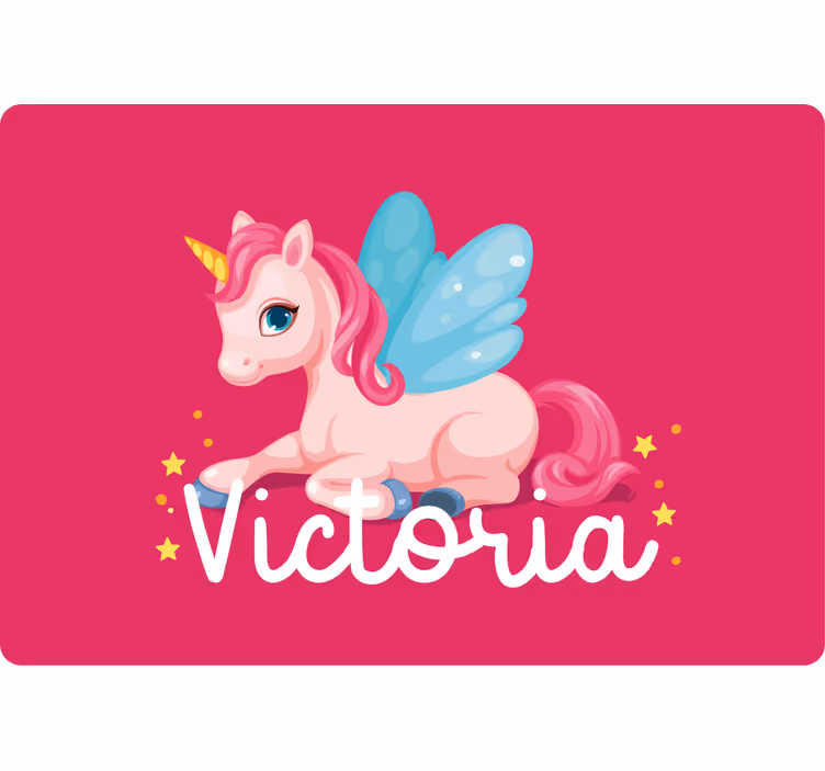 Toile fenêtre chambre enfant licorne rose amusante - TenStickers