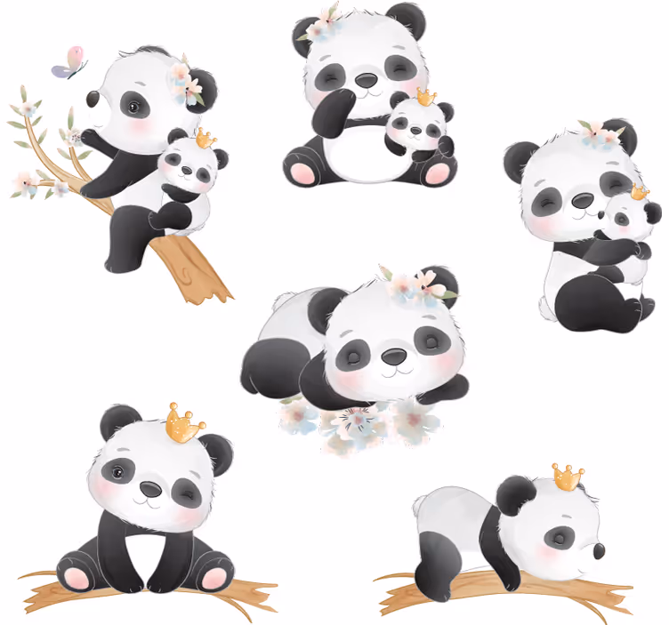 Toile fenêtre chambre enfant vie de panda - TenStickers