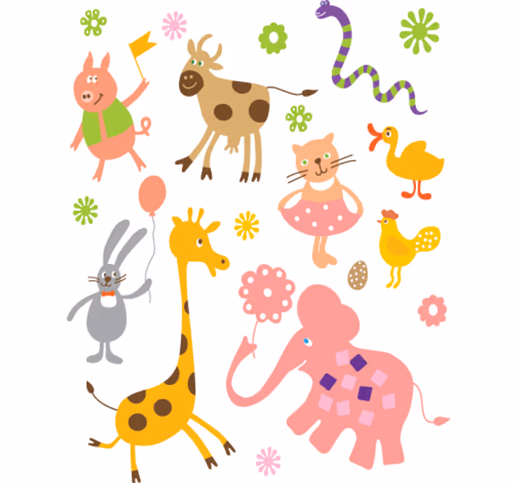 Toile fenêtre chambre enfant stickers animaux enfants - TenStickers