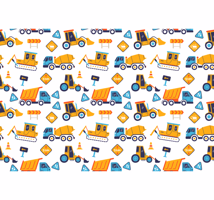 Toile fenêtre chambre enfant chantier cartoon - TenStickers
