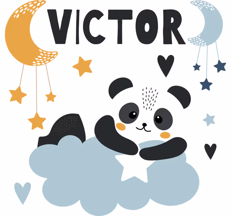 Toile fenêtre chambre enfant ours étoilé sur la lune - TenStickers