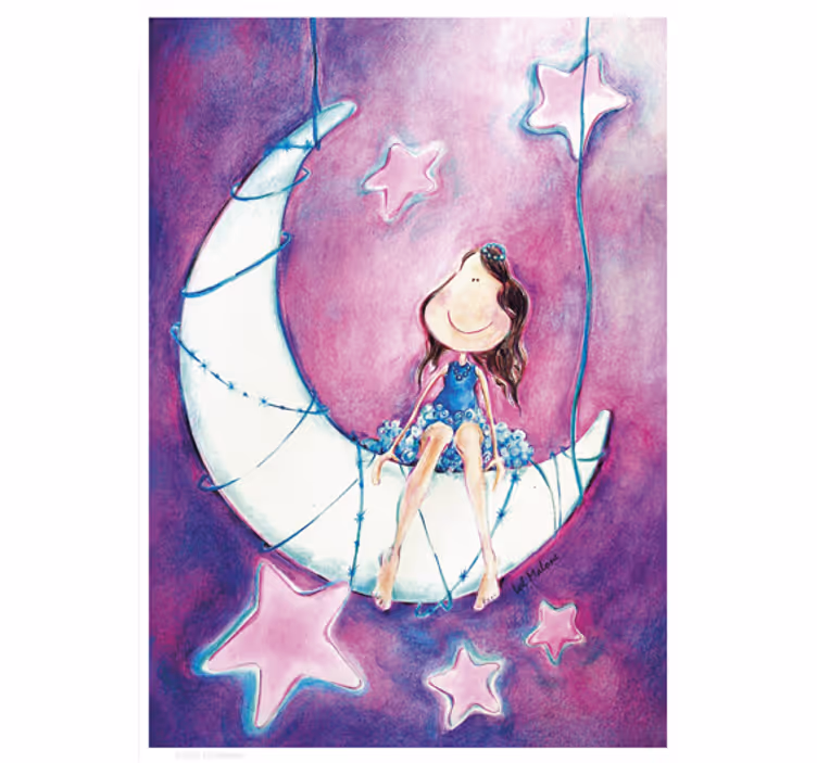 Toile fenêtre chambre enfant autocollant lune lol malone - TenStickers