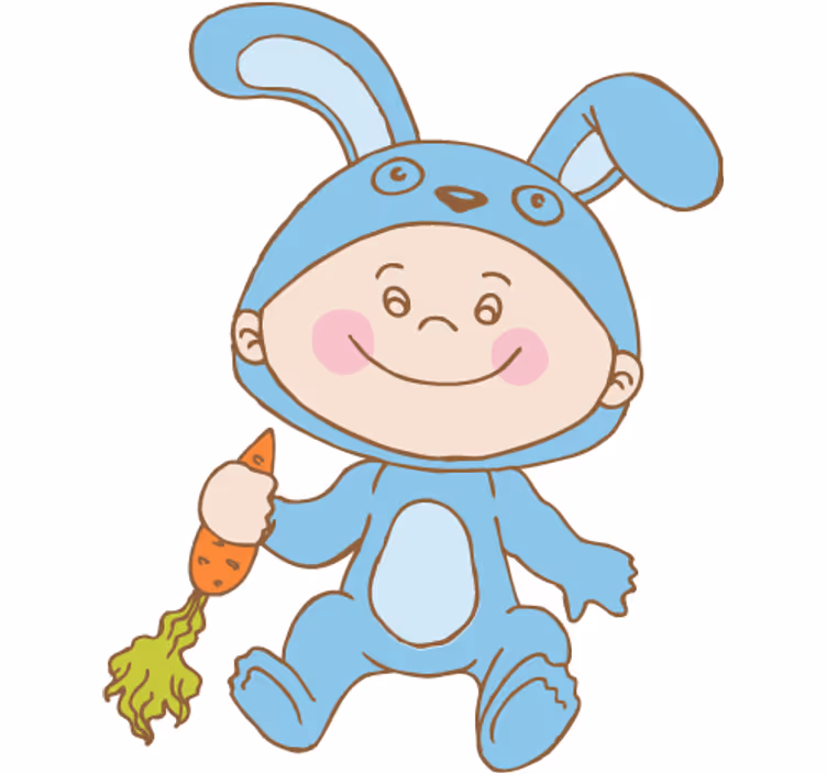 Toile fenêtre chambre enfant costume de lapin - TenStickers