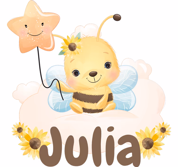 Toile fenêtre chambre enfant animaux mignons abeille nom - TenStickers