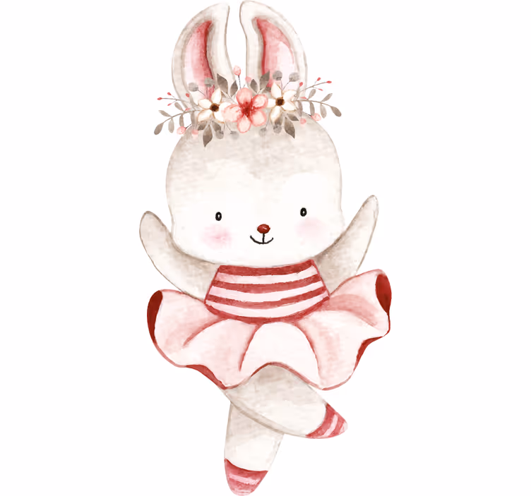 Toile fenêtre chambre enfant danseuse lapin roses - TenStickers