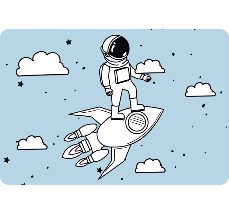 Toile fenêtre chambre enfant fusée astronaute et étoiles - TenStickers