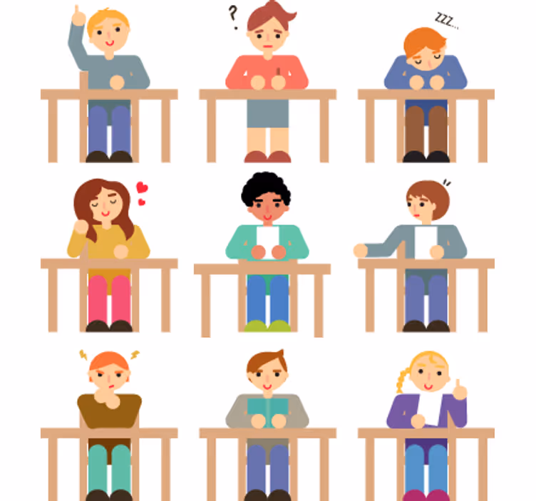 Toile fenêtre chambre enfant sticker collection élèves - TenStickers