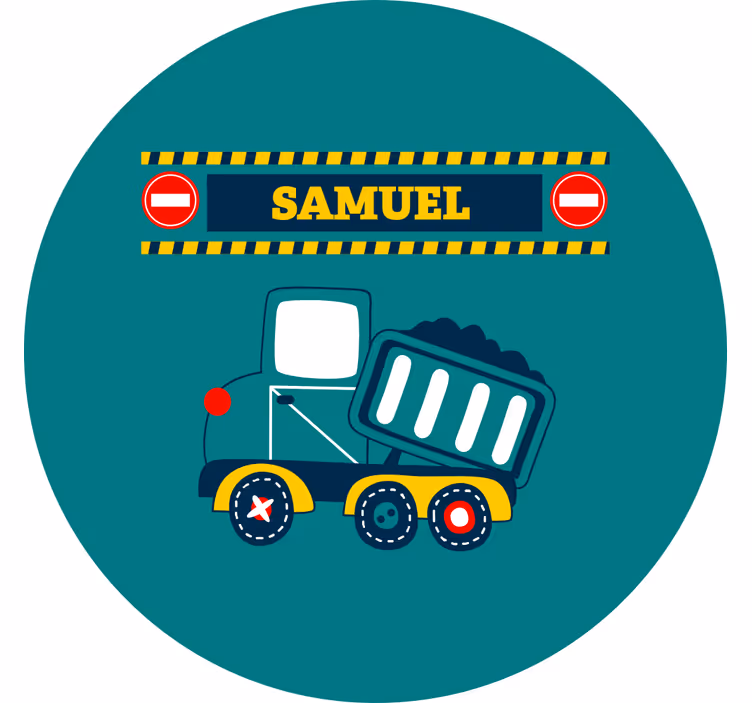Toile fenêtre chambre enfant camion de chantier personnalisé - TenStickers