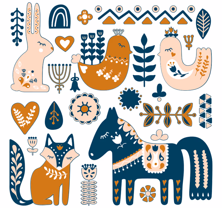 Toile fenêtre chambre enfant animaux de la forêt nordique - TenStickers