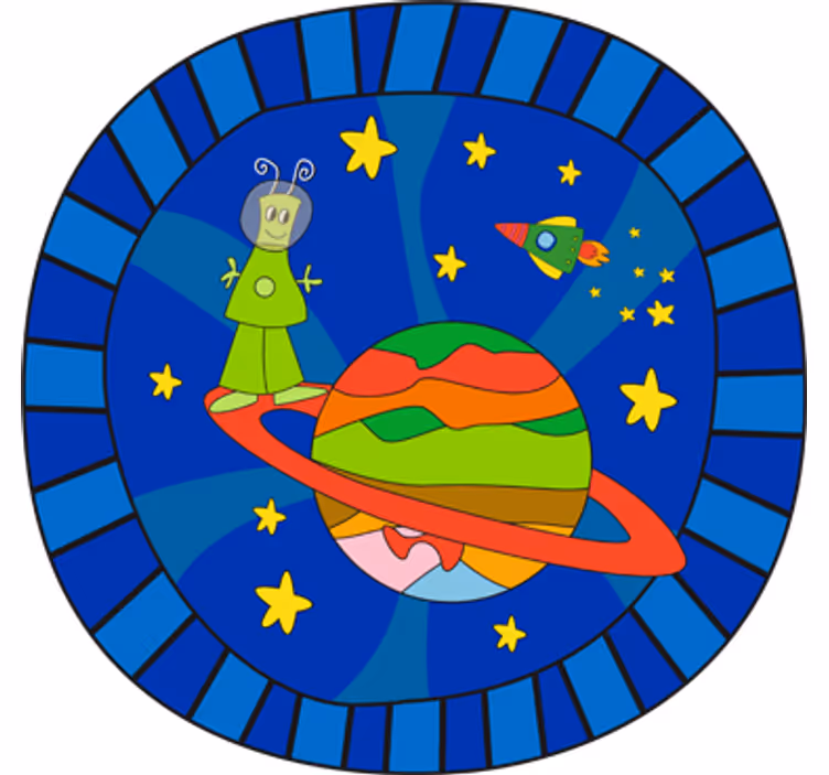 Toile fenêtre chambre enfant extraterrestre vert - TenStickers