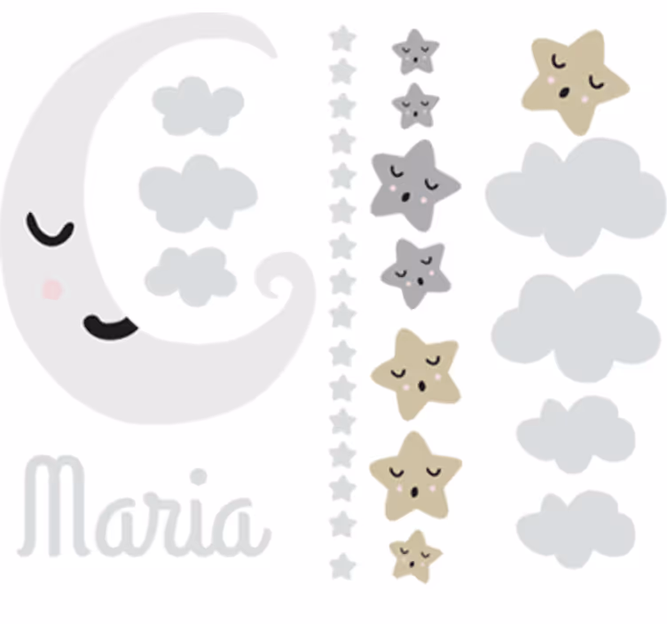 Toile fenêtre chambre enfant décorative lune et étoiles - TenStickers