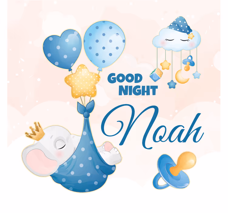 Toile fenêtre chambre enfant éléphant mignon garçon nom - TenStickers