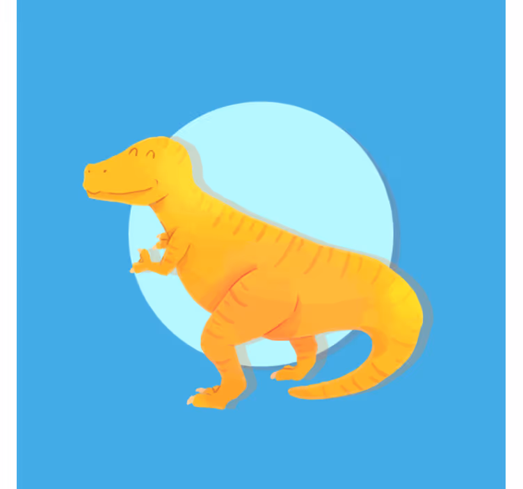 Toile fenêtre chambre enfant dinosaure jaune t-rex - TenStickers