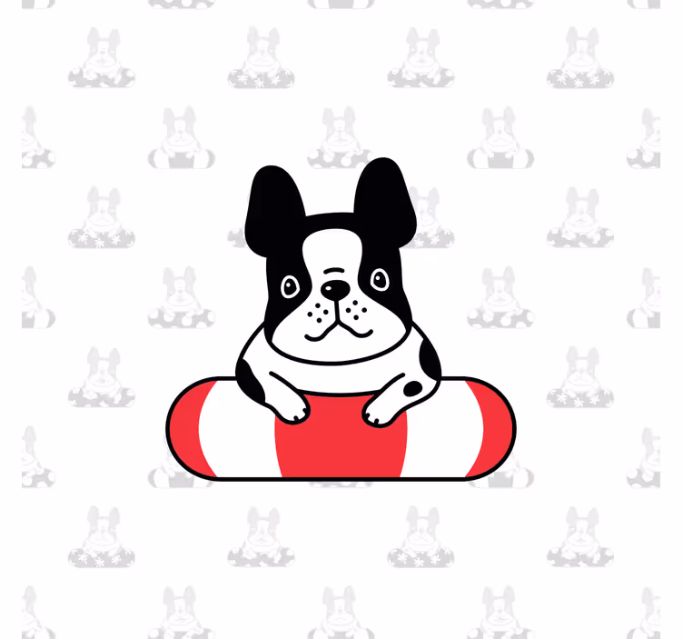 Toile fenêtre chambre enfant motif bulldog français mignon - TenStickers