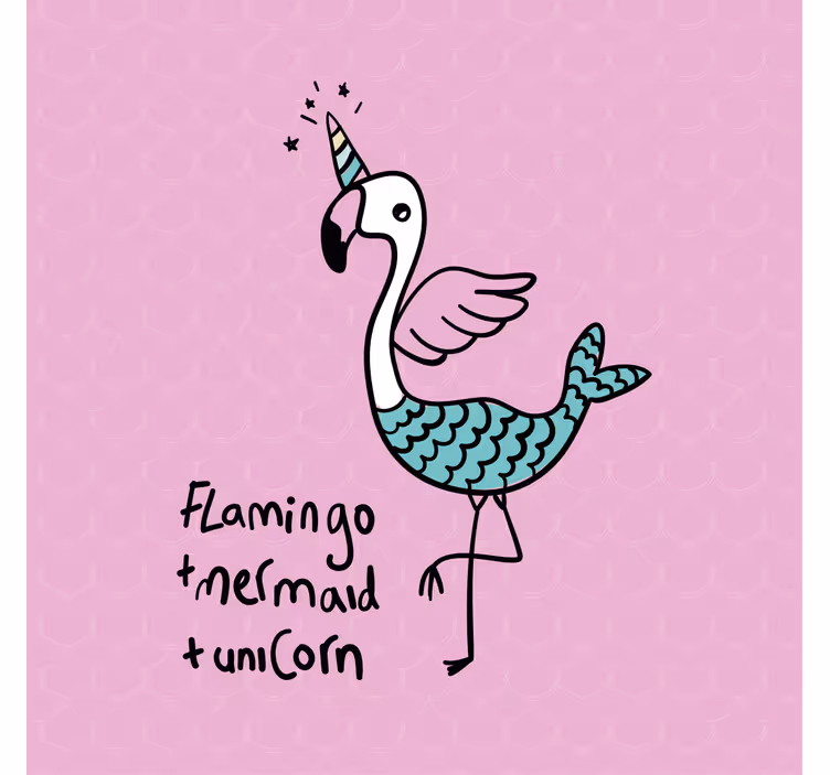 Toile fenêtre chambre enfant illustration flamant rose - TenStickers