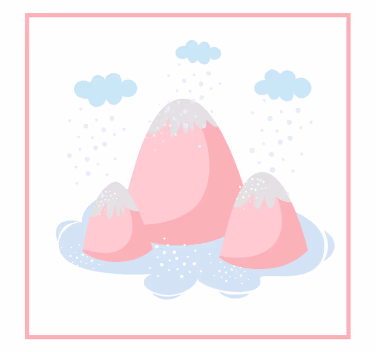 Toile fenêtre chambre enfant montagnes roses pluie - TenStickers