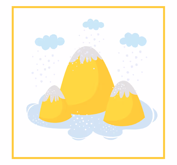 Toile fenêtre chambre enfant montagnes jaunes avec pluie - TenStickers