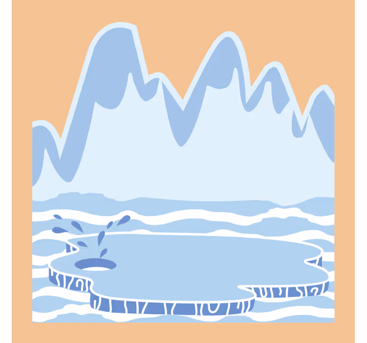 Toile fenêtre chambre enfant montagnes de glace bleues - TenStickers