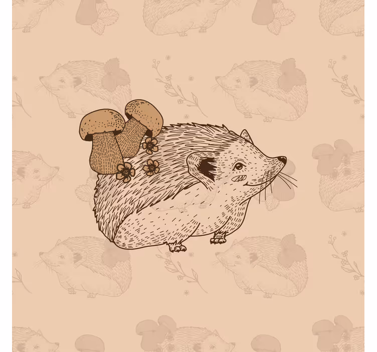 Toile fenêtre chambre enfant dessin hérisson et champignons - TenStickers
