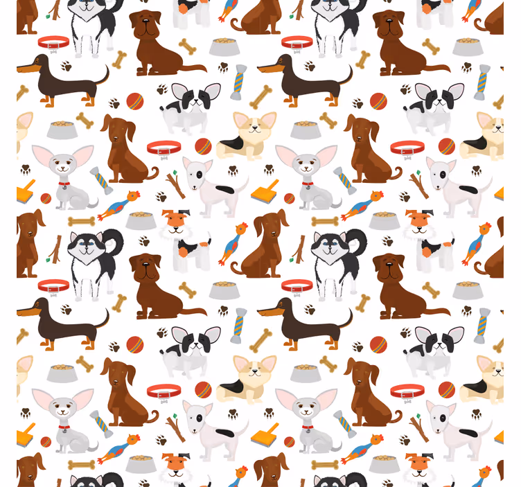 Toile fenêtre chambre enfant chiots mignons mélangés - TenStickers
