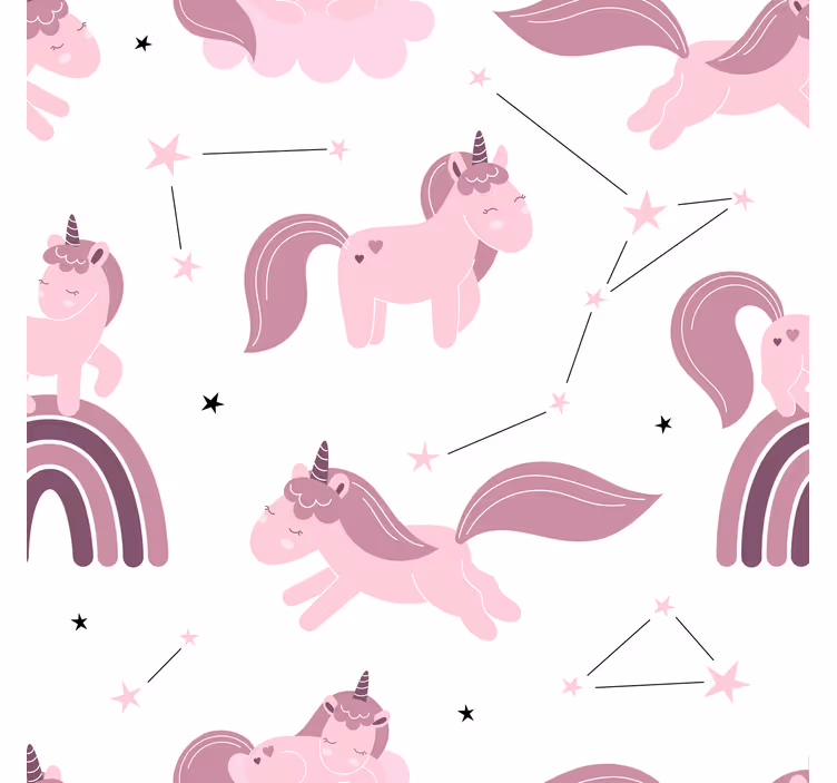 Toile fenêtre chambre enfant licornes amusantes étoiles - TenStickers