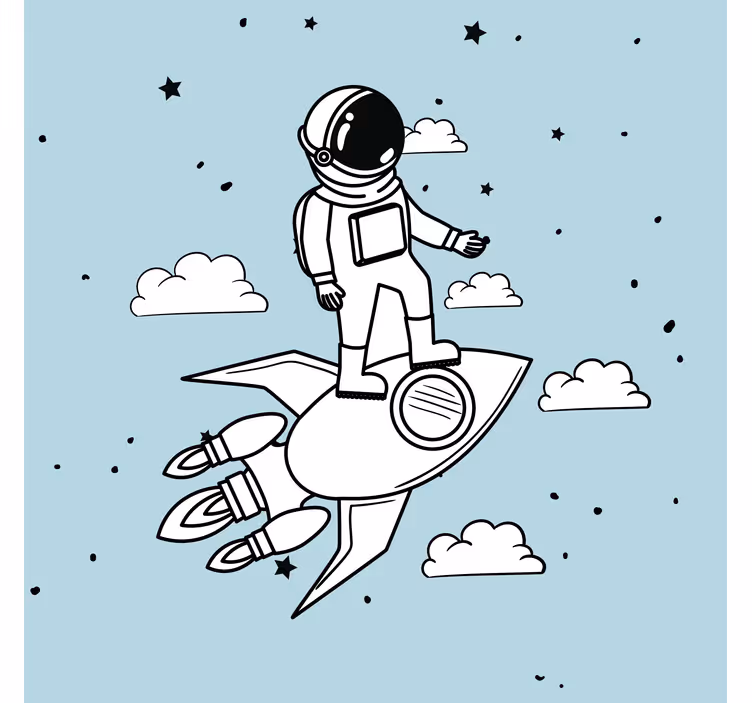 Toile fenêtre chambre enfant astronaute et étoiles - TenStickers