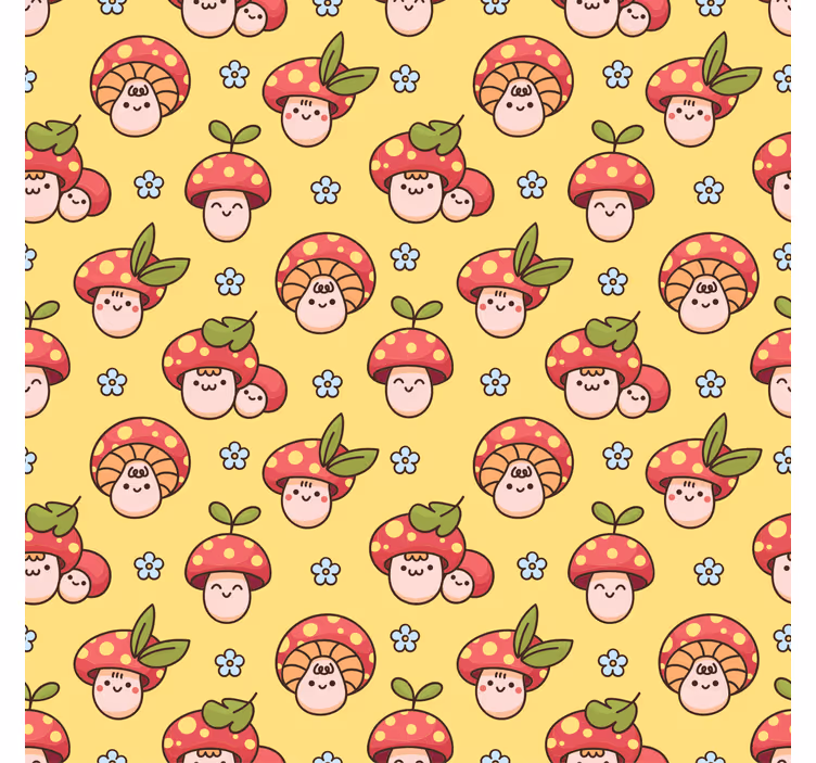 Toile fenêtre chambre enfant motif champignons rieurs - TenStickers