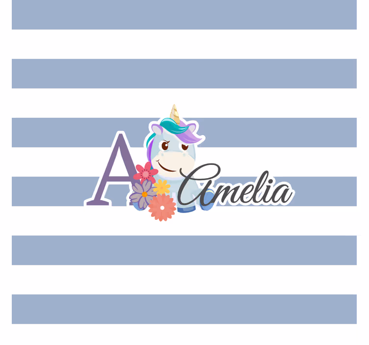 Toile fenêtre chambre enfant animaux mignons licorne prénom - TenStickers