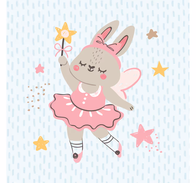 Toile fenêtre chambre enfant illustration de fée lapin - TenStickers