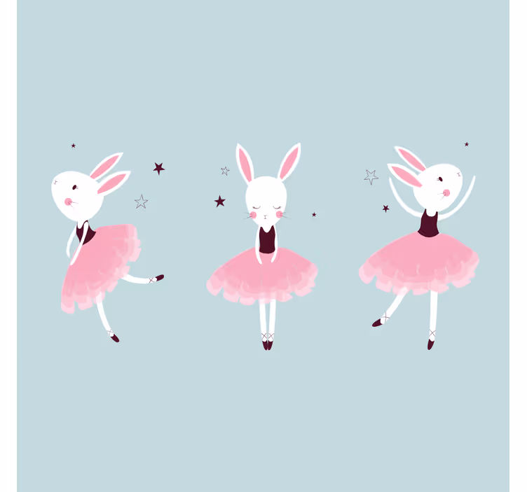 Toile fenêtre chambre enfant danseuse lapin en roses - TenStickers