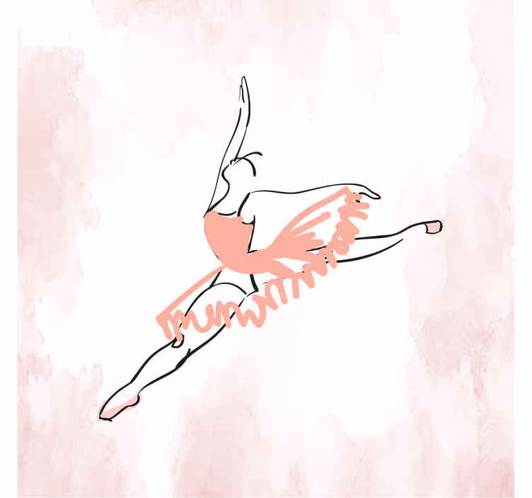 Toile fenêtre chambre enfant ballerine en danse linéaire - TenStickers