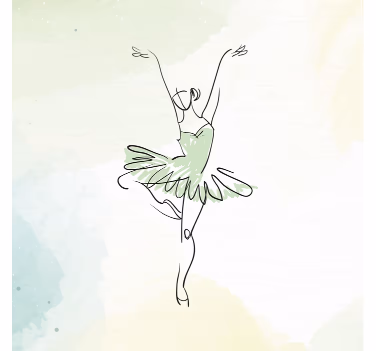 Toile fenêtre chambre enfant ballerine en pose dessin lin - TenStickers