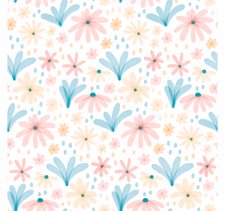 Toile fenêtre chambre enfant motif fleurs pastel - TenStickers