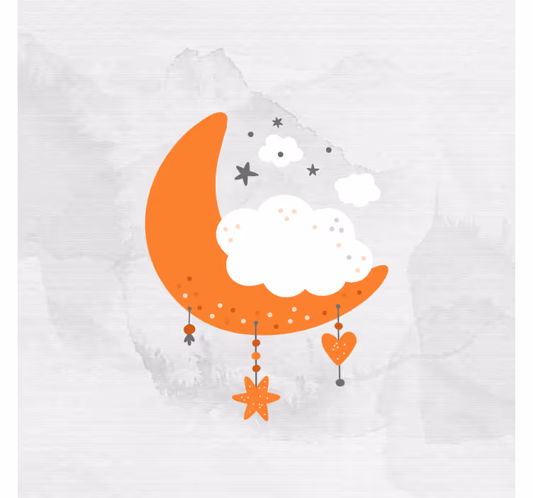Toile fenêtre chambre enfant lune et nuages minimalistes - TenStickers