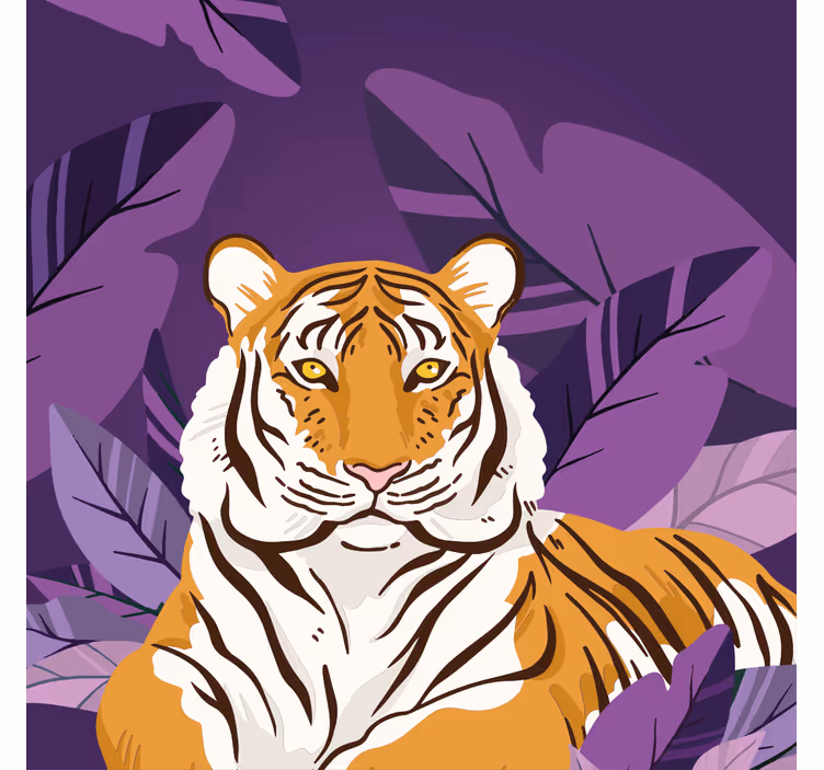 Toile fenêtre chambre enfant tigre curieux animaux jungle - TenStickers