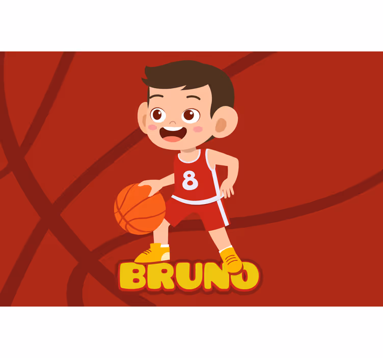 Toile fenêtre chambre enfant joueur de basket avec nom - TenStickers