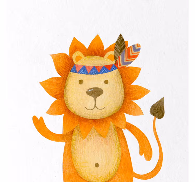 Toile fenêtre chambre enfant lion dessiné en cartoon - TenStickers