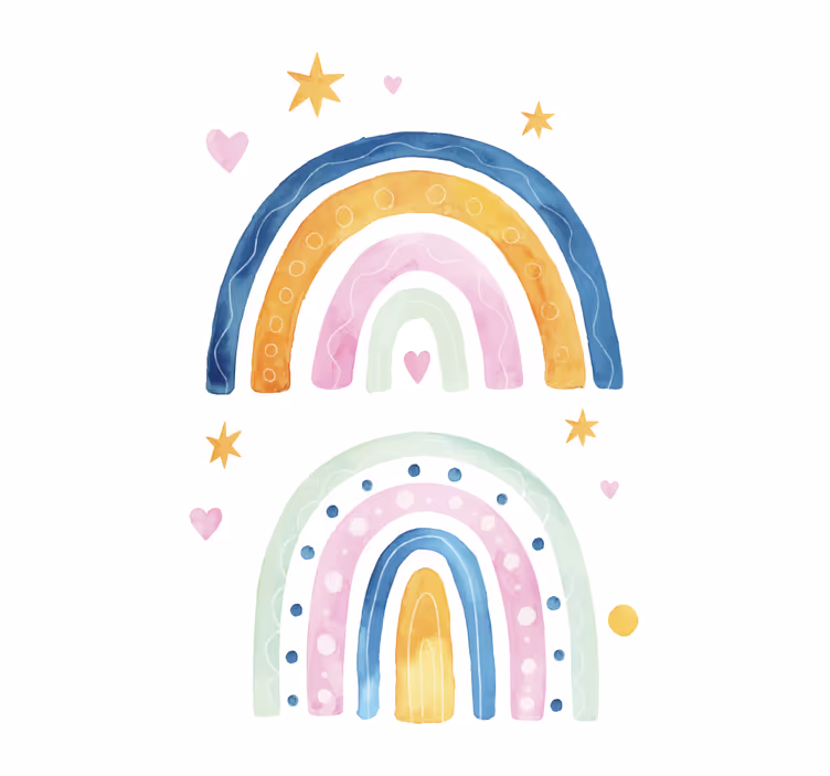 Toile fenêtre chambre enfant arc-en-ciel aquarelle - TenStickers