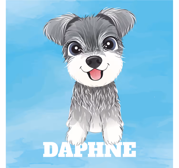 Toile fenêtre chambre enfant illustration schnauzer nom - TenStickers
