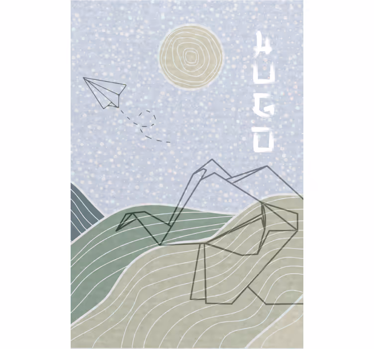 Toile fenêtre chambre enfant Élégant éléphant japandi - TenStickers