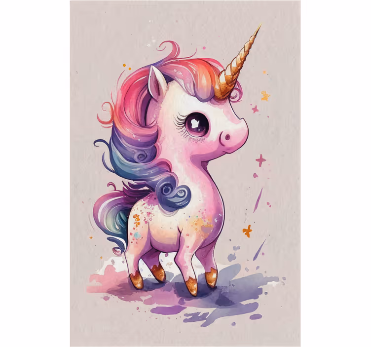 Toile fenêtre chambre enfant licorne aquarelle - TenStickers
