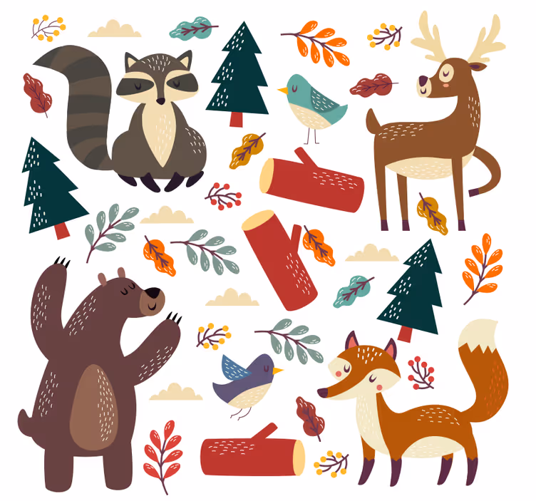 Toile fenêtre chambre enfant animaux bébé - TenStickers